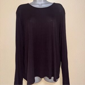 Eileen Fisher sz XL 100% Silk Jersey Knit Long Sleeve Shirt Top Crew Stretchy